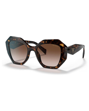 Prada PR 16WS 2AU6S1 Tortoise Plastic Geometric Sunglasses Brown Gradient Lens