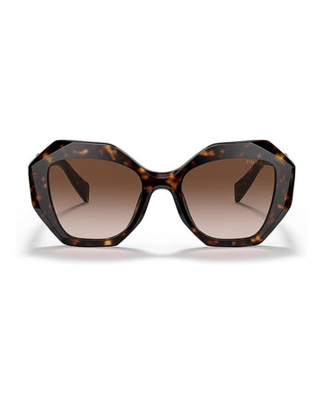 Prada PR 16WS 2AU6S1 Tortoise Plastic Geometric Sunglasses Brown Gradient Lens