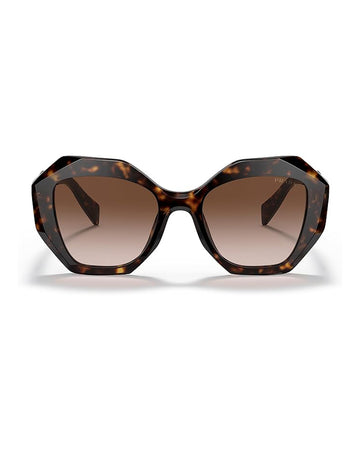 Prada PR 16WS 2AU6S1 Tortoise Plastic Geometric Sunglasses Brown Gradient Lens