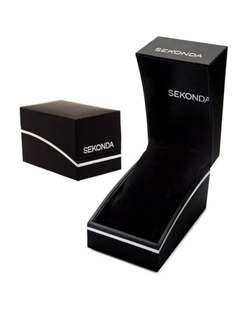 Ladies Sekonda black &amp; rose tone silicone strap watch 4743