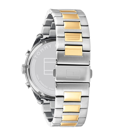 Tommy Hilfiger Matthew 44Mm Quartz Black Dial Two Tone Yellow Gold Tone Stainless Steel Bracelet 1791944