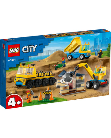 LEGO® City Construction Trucks and Wrecking Ball Crane 60391 (235 Pieces)