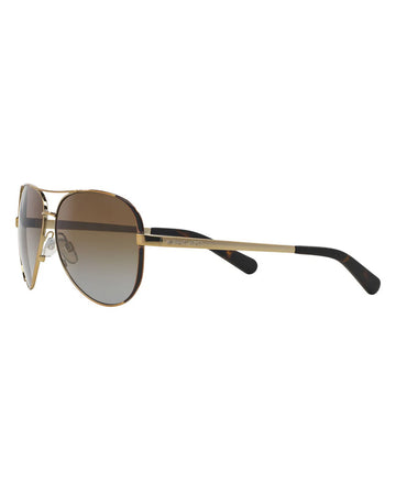 MICHAEL KORS 0MK5004 1014T5 59 helsea Aviator Polarized Sunglasses Gold w/Brown Gradient