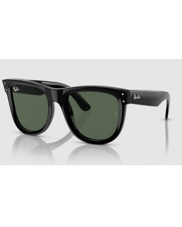 Ray-Ban Reverse 0RBR0501S 6677VR Square Sunglasses, Black/Dark Green