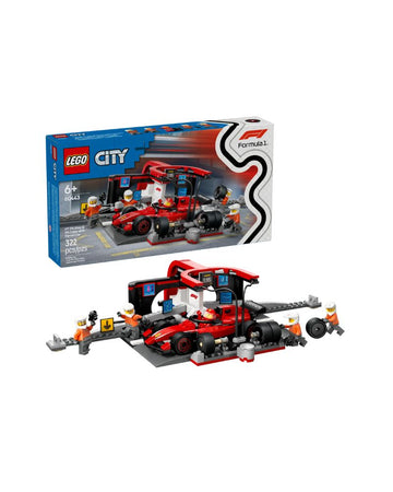 F1 Pit Stop &amp; Pit Crew With Ferrari Car