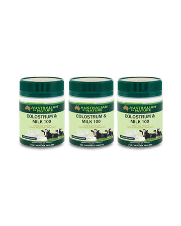 Australian By Nature Colostrum & Milk 100mg 250 Chewable Tablets - 3 Pack