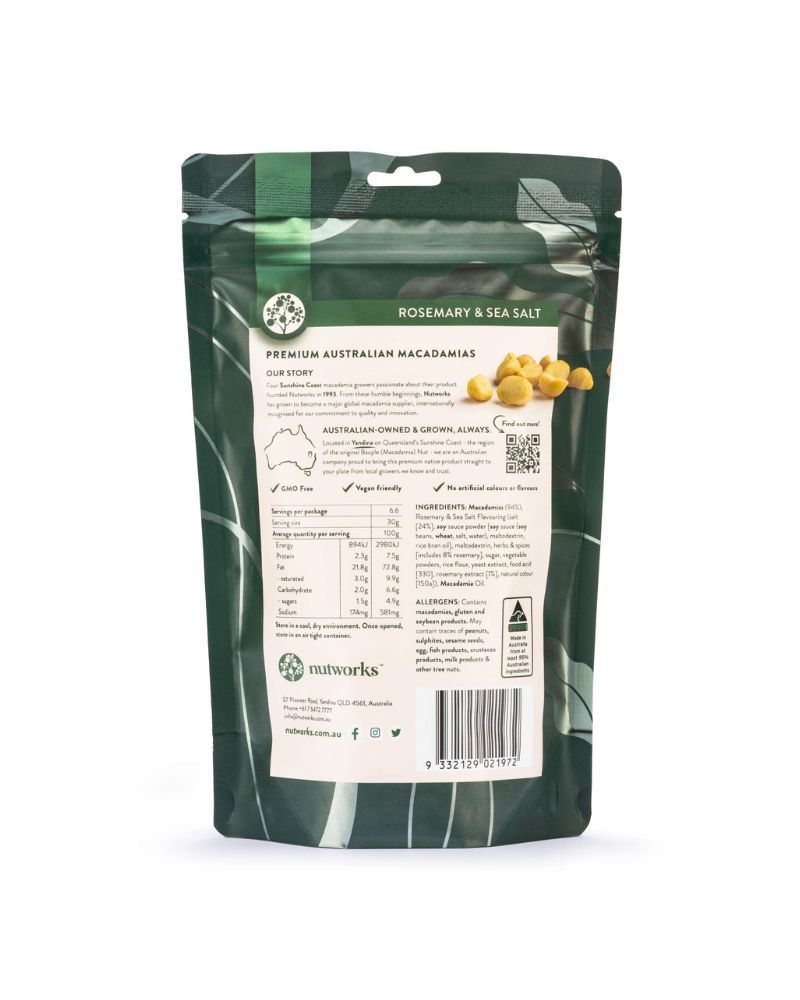 Nutworks Rosemary &amp; Sea Salt Macadamias 200g