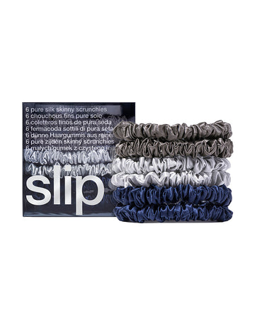 slip pure silk skinny scrunchies - midnight