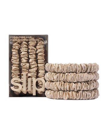 slip pure silk back to basics skinny scrunchies - blonde