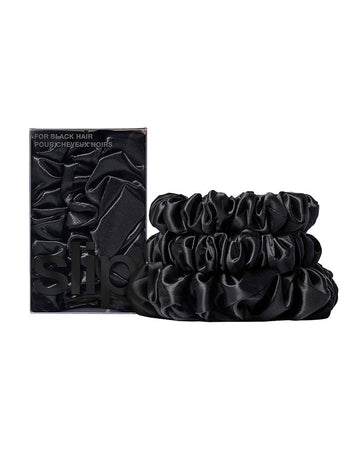 slip pure silk back to basics assorted scrunchies - black