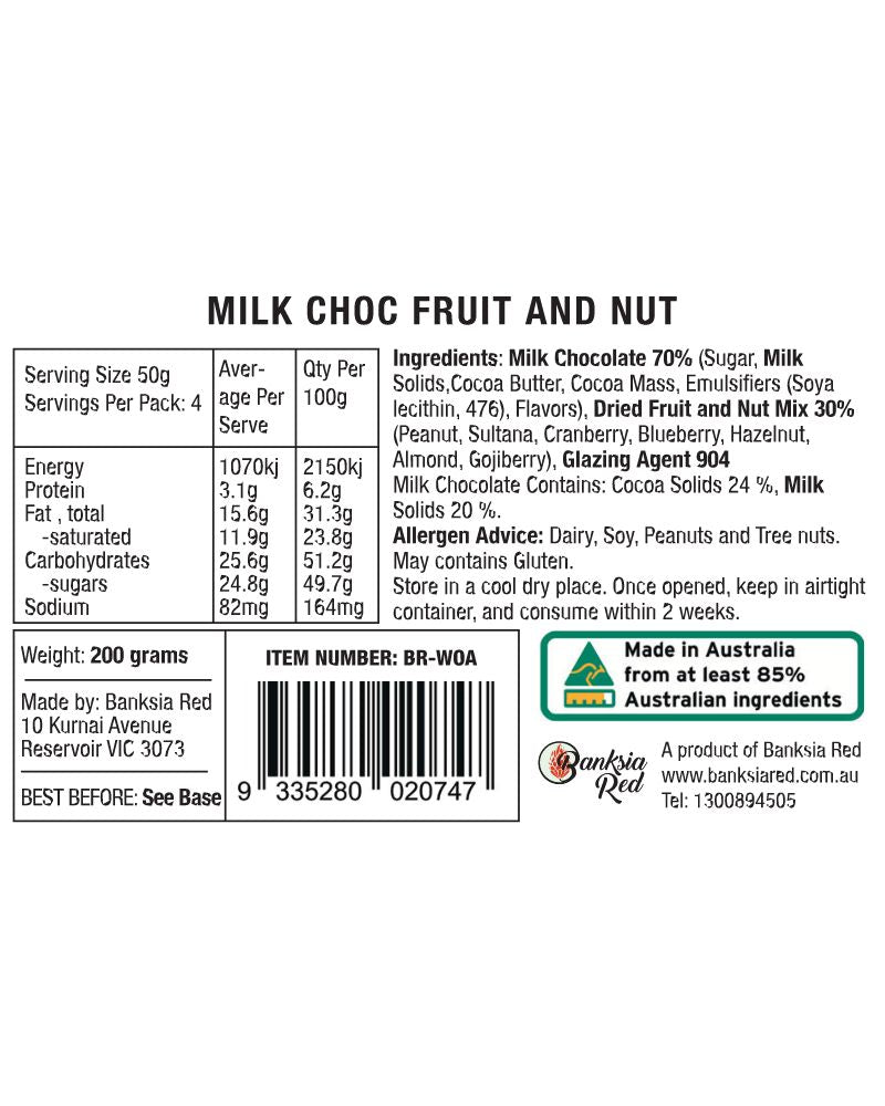 Banksia Red 'wrens of Australia' Milk Chocolate Fruit &amp; Nut Mix 200g