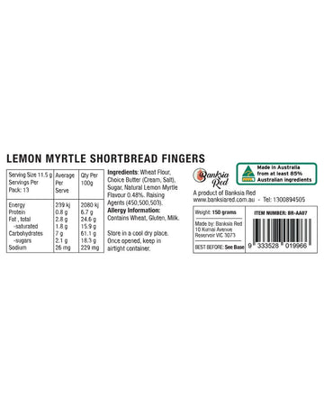 'koala' Lemon Myrtle Butter Finger Biscuits 150g