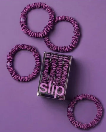 Slip Pure Silk Skinny Scrunchies - Dark Purple