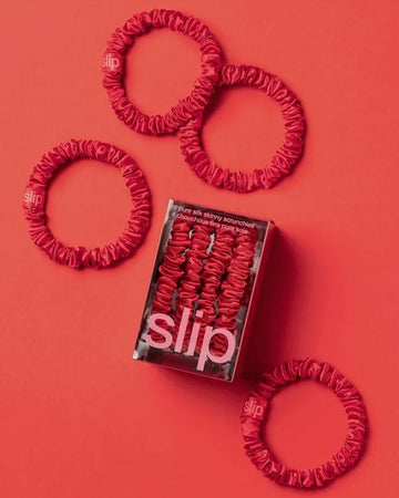 Slip Pure Silk Skinny Scrunchies - Red