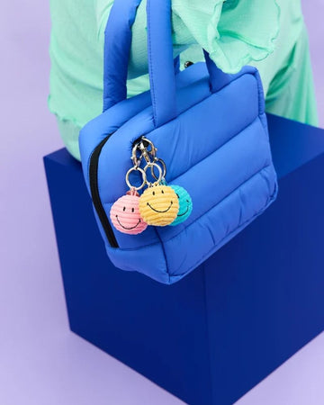 Smiley Keychain Eco Corduroy Bubblegum Pink 4.5cm/2"