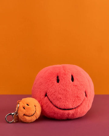 Smiley Keychain Eco Fuzzy Orange 5.5cm/2"