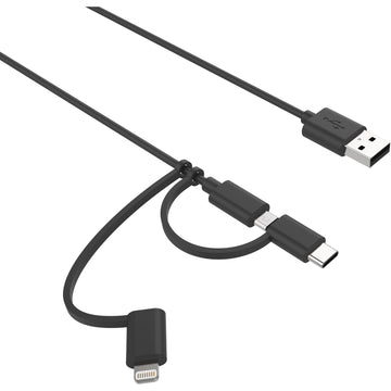 Cygnett Charge &amp; Connect 3-in-1 Cable 1.2m (Black)