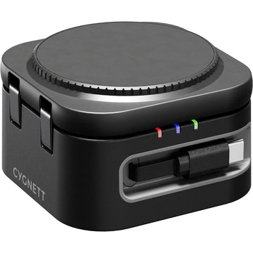 Cygnett ChargeBase Wireless 3-in-1 Charger with Retractable USB-C Cable (Black)